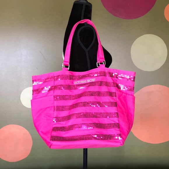 Victoria’s Secret Canvass Tote with sequins - Picture 1 of 6